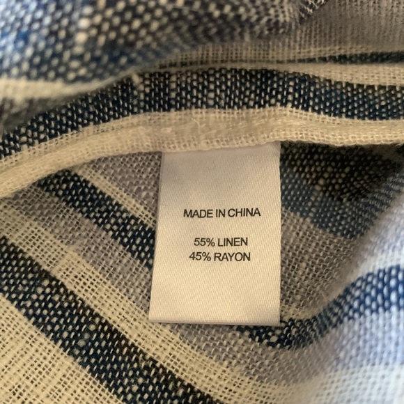 Anthropologie Drew Emerson Women’s Linen Strapless Jumpsuit Boho Blue Medium - Picture 5 of 7